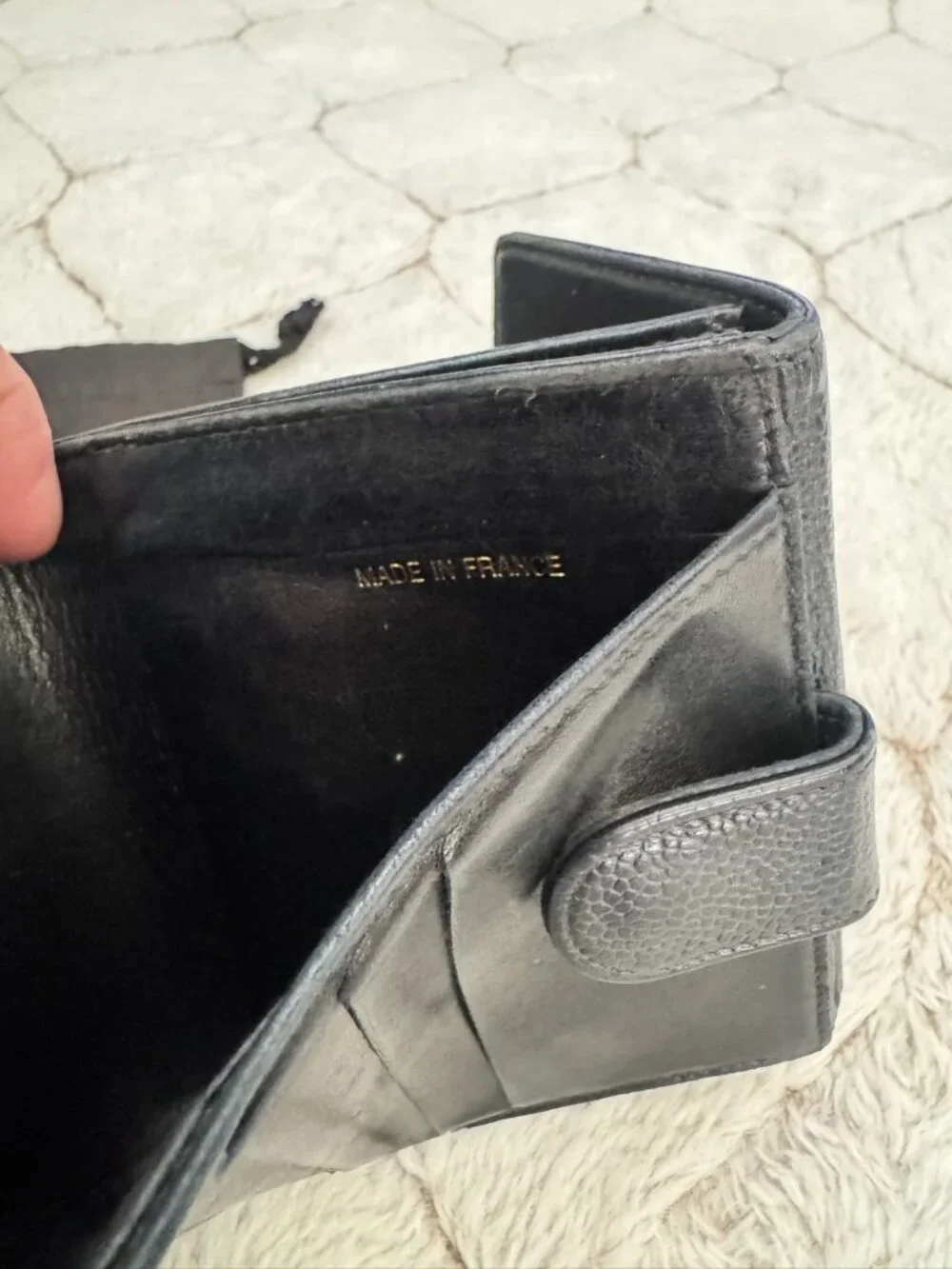 Chanel Caviar Timeless CC Compact Black Leather Wallet